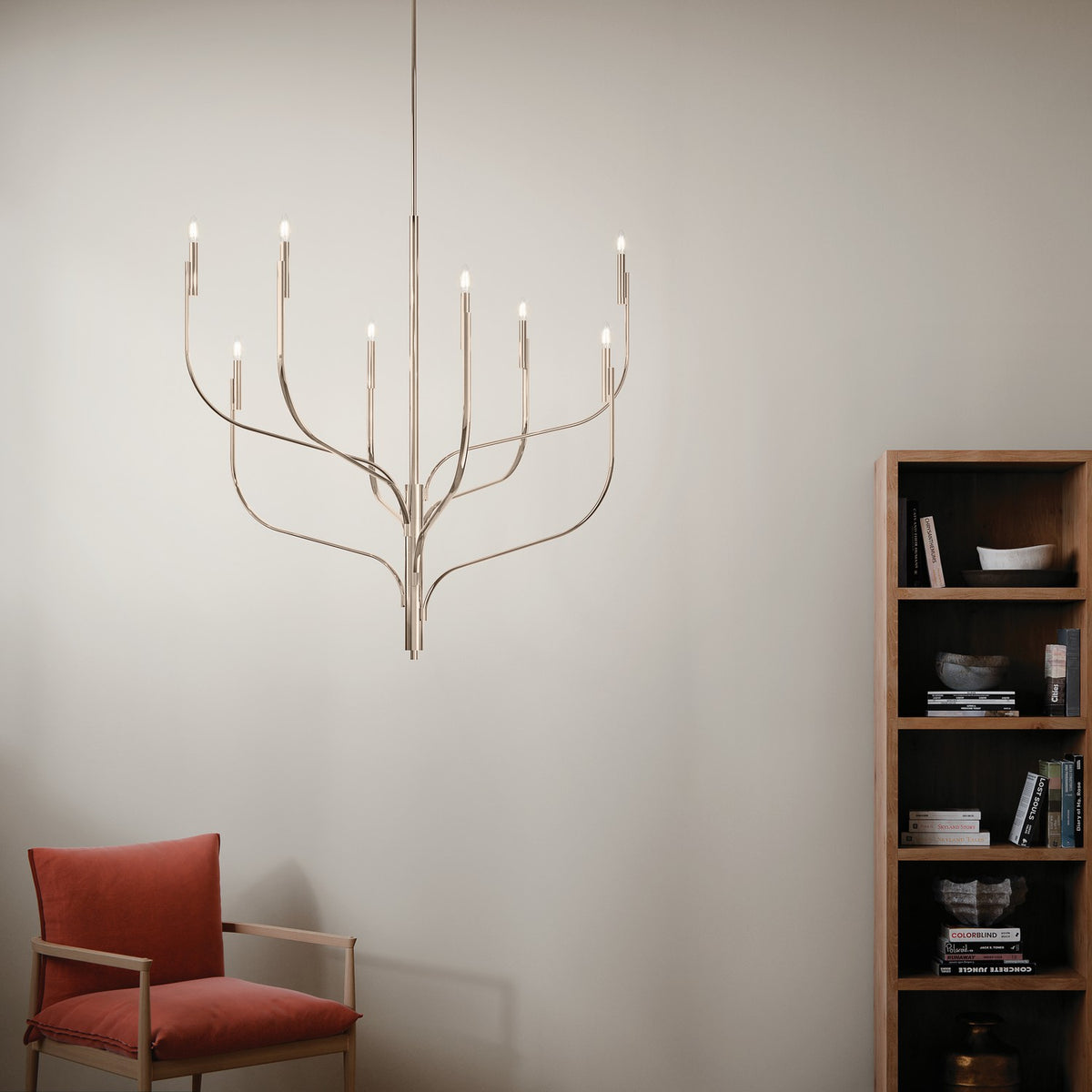 KICHLER 52675PN Livadia 47.75 Inch 8 Light Chandelier In Polished Nickel