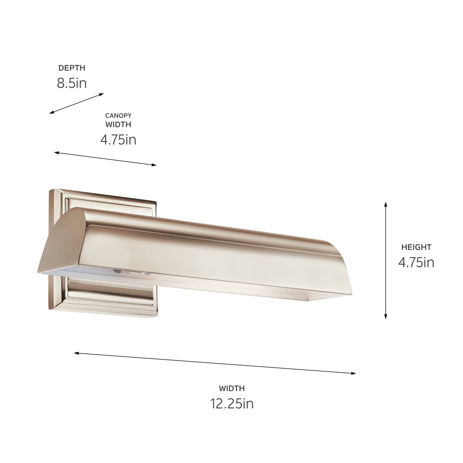 KICHLER 52684PN Carston 12 Inch 1 Light Led Picture Light In Polished Nickel