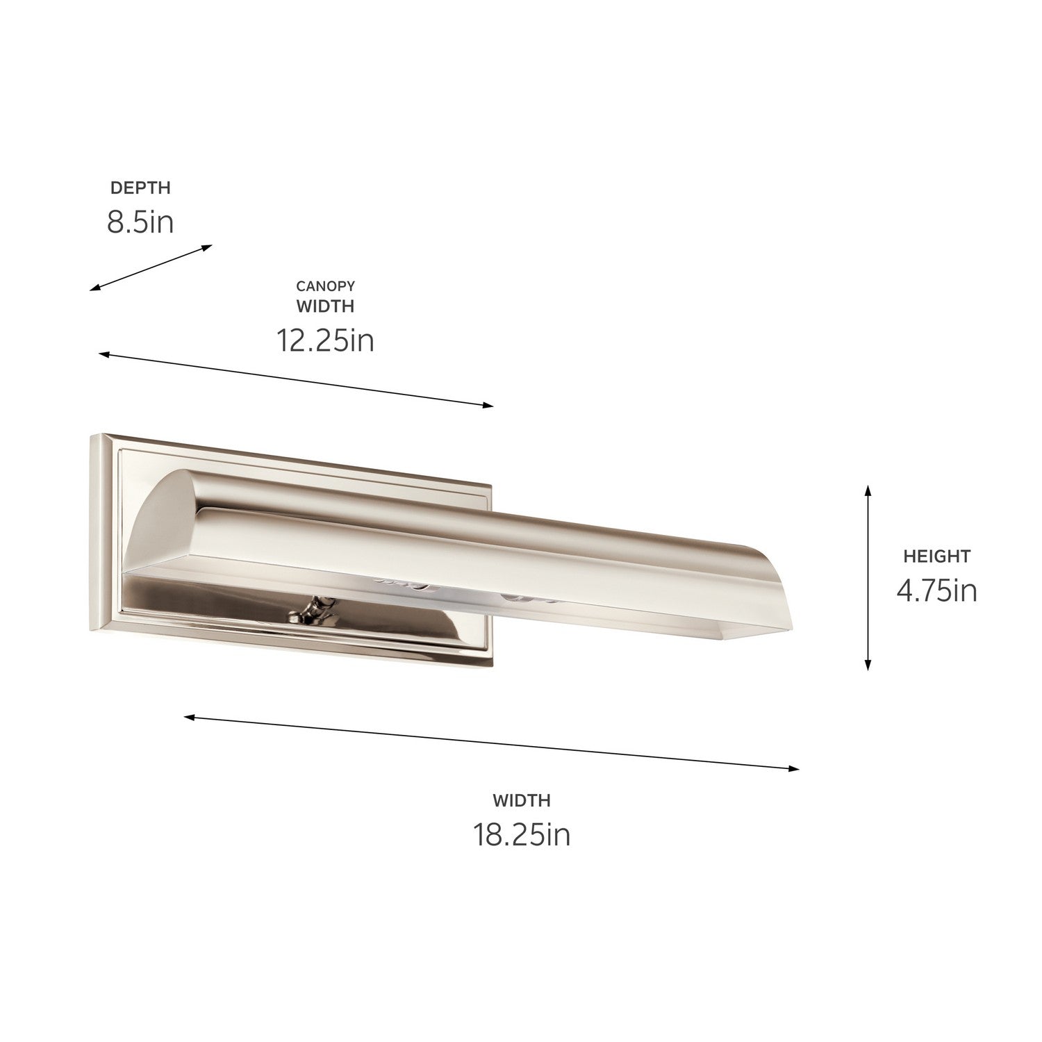 KICHLER 52685PN Carston 18 Inch 2 Light Led Picture Light In Polished Nickel