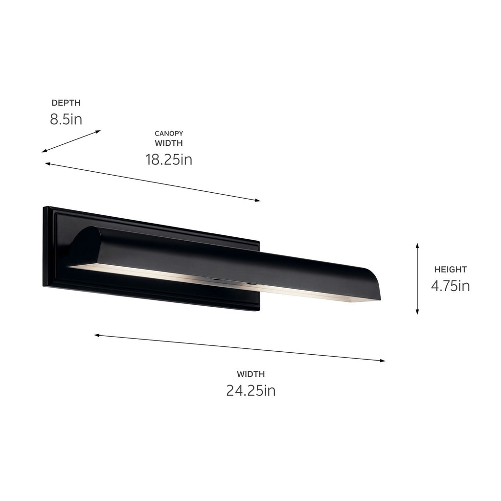 KICHLER 52686BK Carston 24 Inch 2 Light Led Picture Light In Black With White Interior