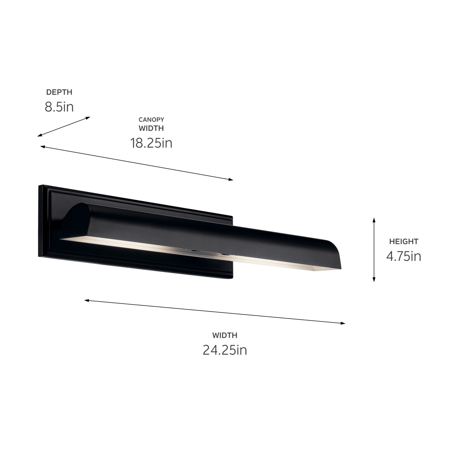 KICHLER 52686BK Carston 24 Inch 2 Light Led Picture Light In Black With White Interior