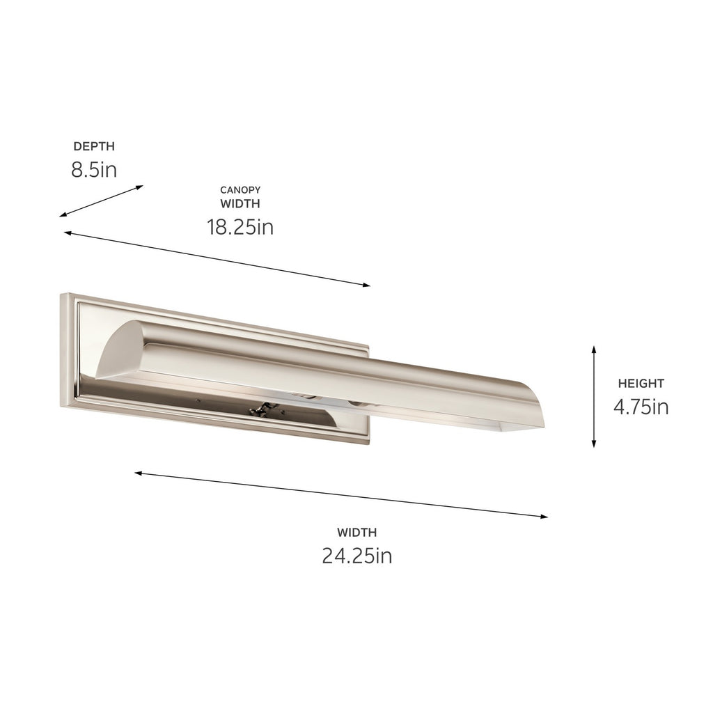 KICHLER 52686PN Carston 24 Inch 2 Light Led Picture Light In Polished Nickel With White Interior