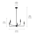 KICHLER 52689BK Alvaro 30 Inch 5 Light Chandelier In Black