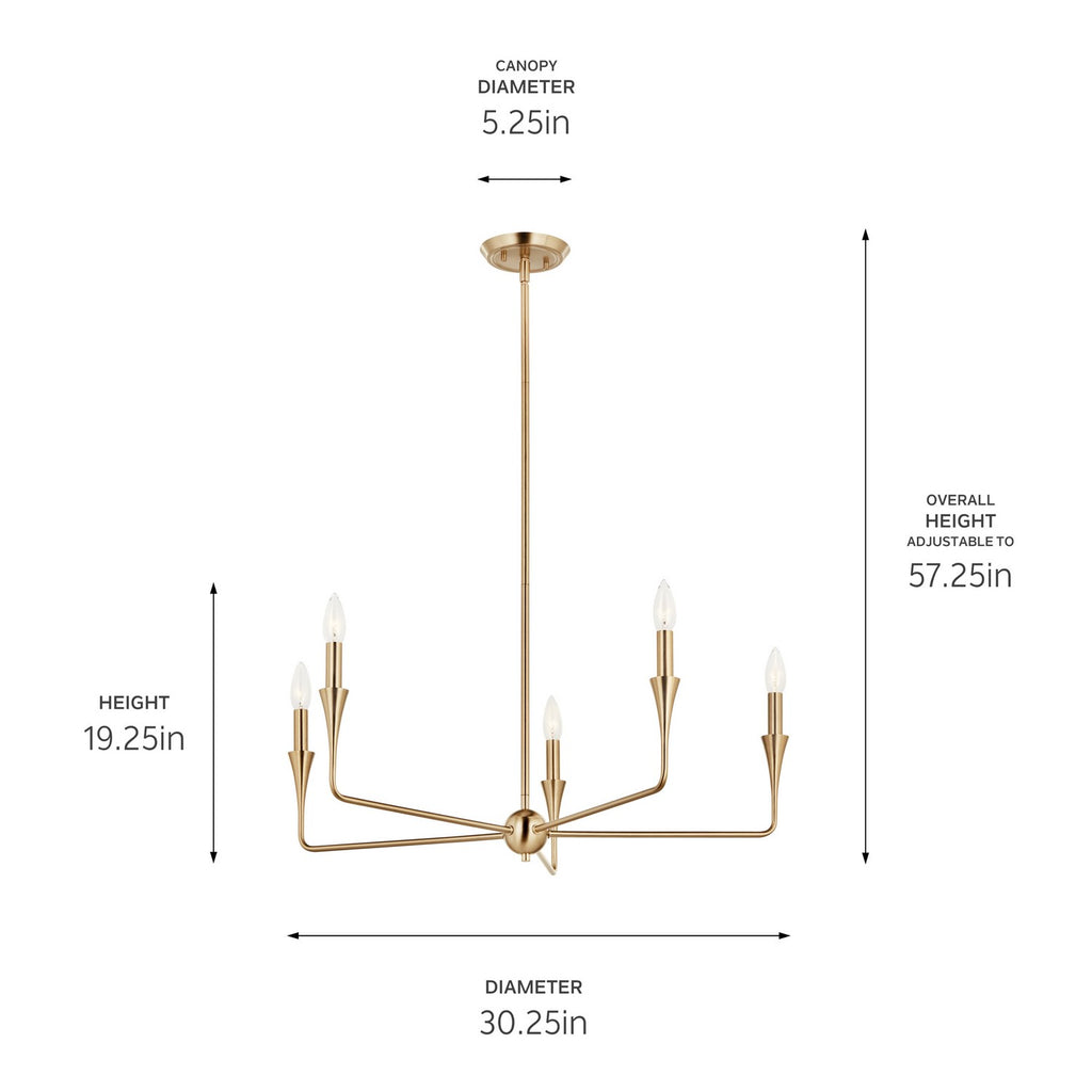 KICHLER 52689CPZ Alvaro 30 Inch 5 Light Chandelier In Champagne Bronze