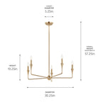KICHLER 52689CPZ Alvaro 30 Inch 5 Light Chandelier In Champagne Bronze