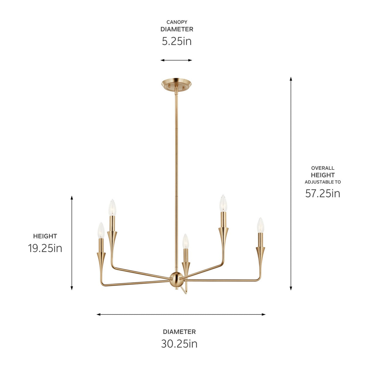 KICHLER 52689CPZ Alvaro 30 Inch 5 Light Chandelier In Champagne Bronze