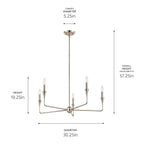 KICHLER 52689PN Alvaro 30 Inch 5 Light Chandelier In Polished Nickel