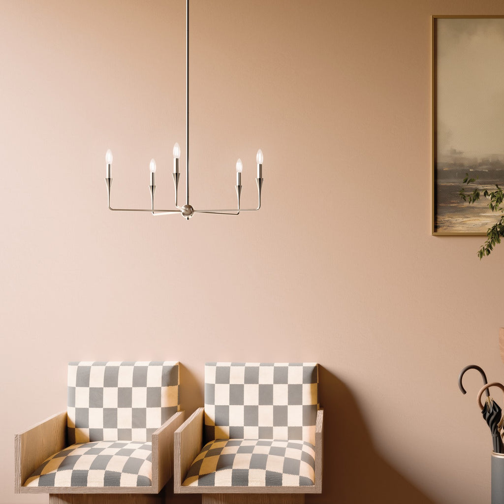 KICHLER 52689PN Alvaro 30 Inch 5 Light Chandelier In Polished Nickel