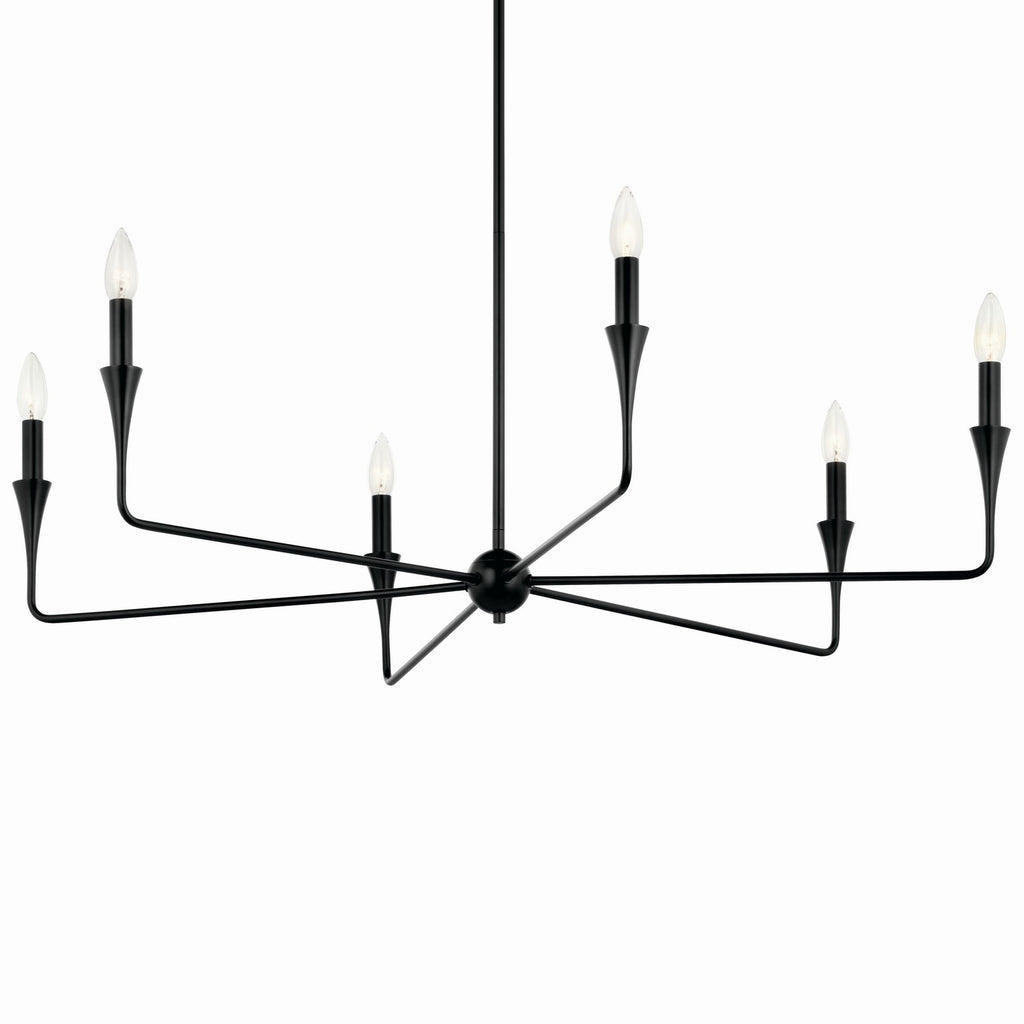 KICHLER 52690BK Alvaro 40 Inch 6 Light Chandelier In Black