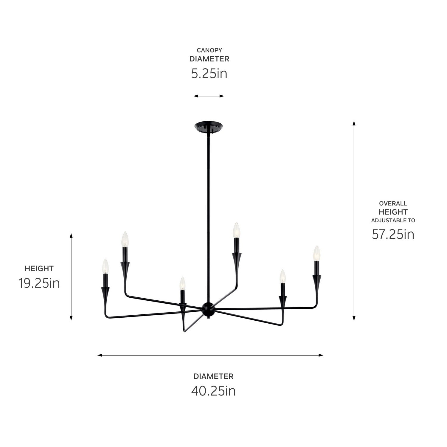 KICHLER 52690BK Alvaro 40 Inch 6 Light Chandelier In Black