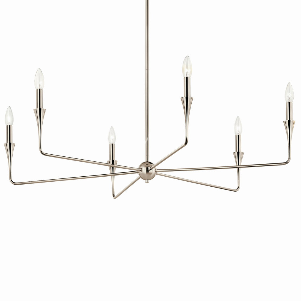 KICHLER 52690PN Alvaro 40 Inch 6 Light Chandelier In Polished Nickel
