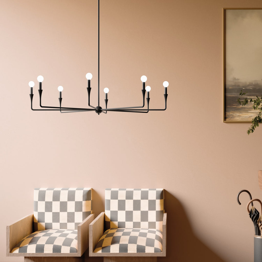 KICHLER 52691BK Alvaro 50 Inch 8 Light Chandelier In Black