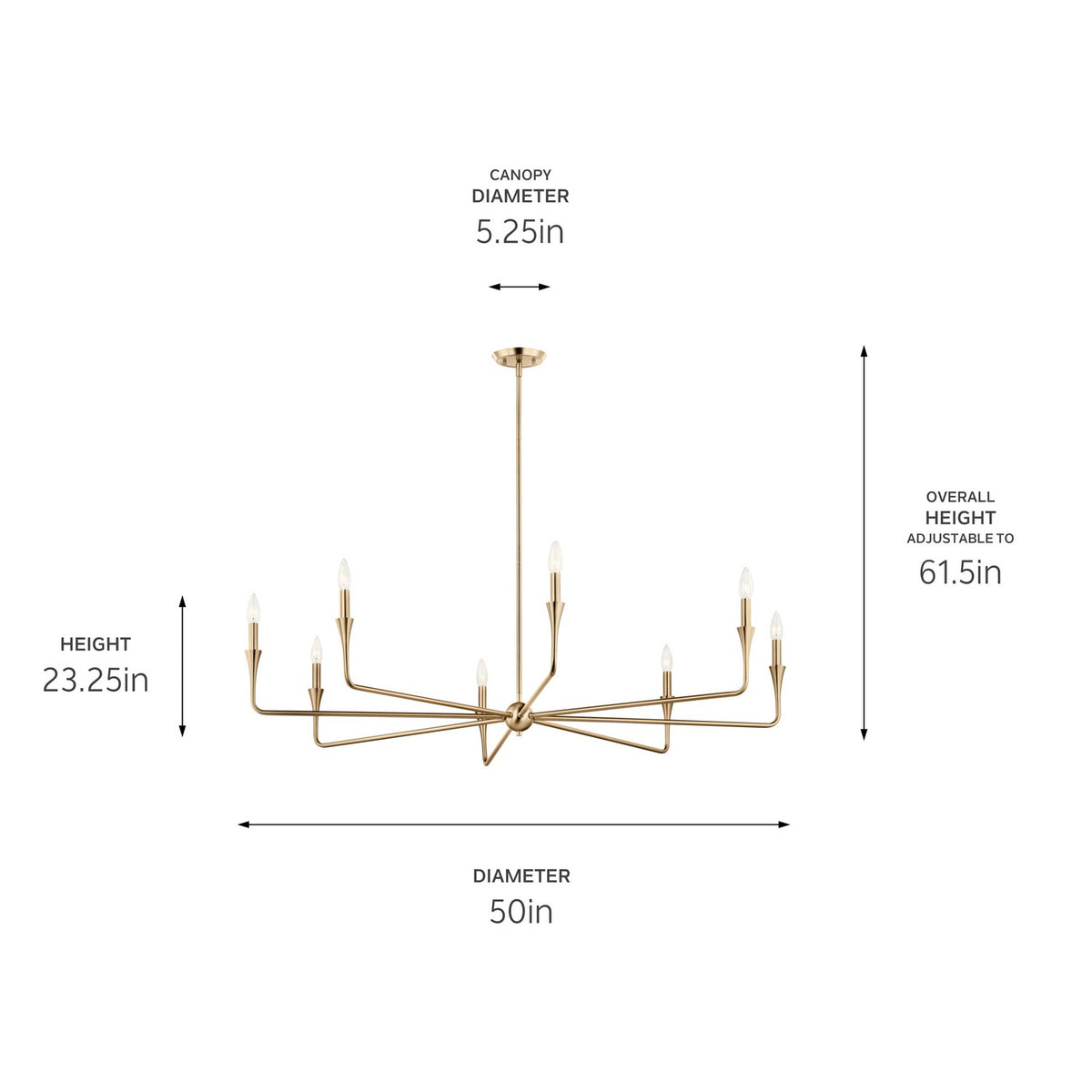 KICHLER 52691CPZ Alvaro 50 Inch 8 Light Chandelier In Champagne Bronze