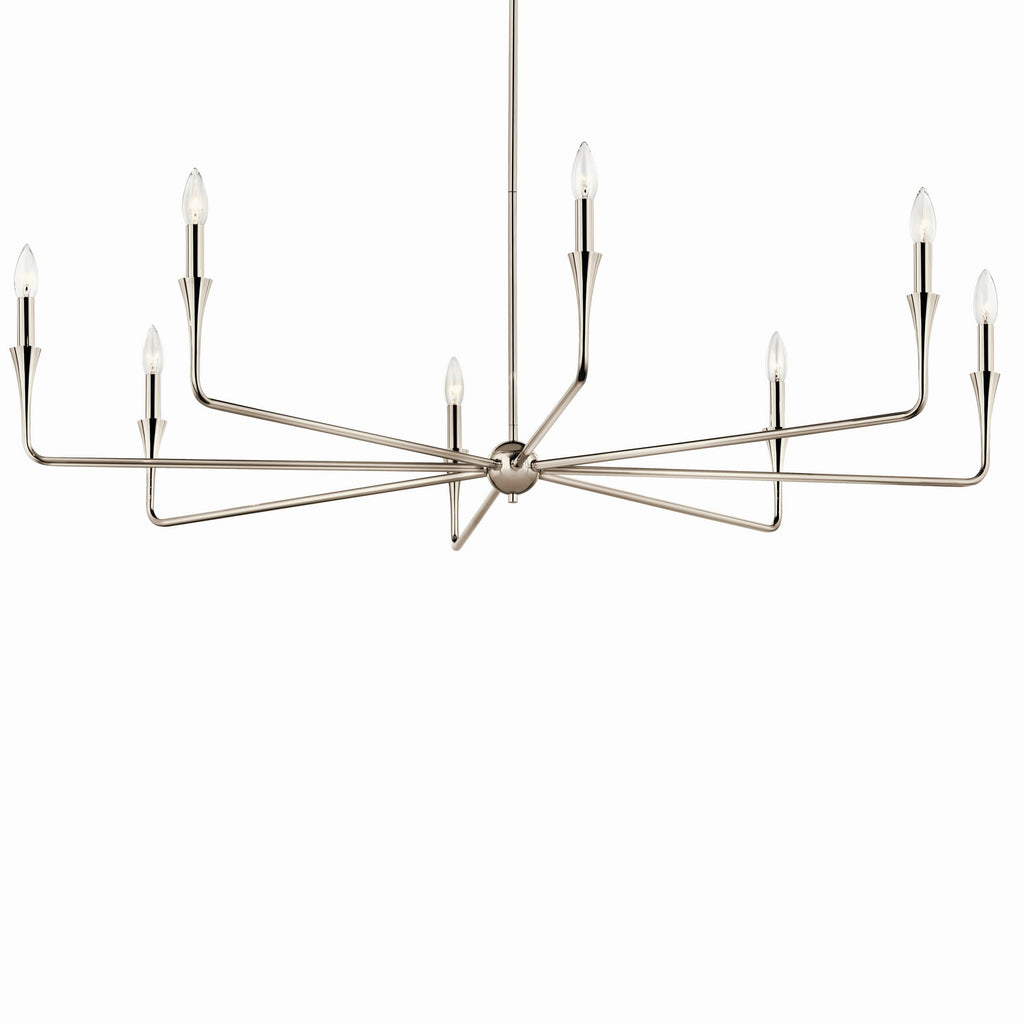 KICHLER 52691PN Alvaro 50 Inch 8 Light Chandelier In Polished Nickel