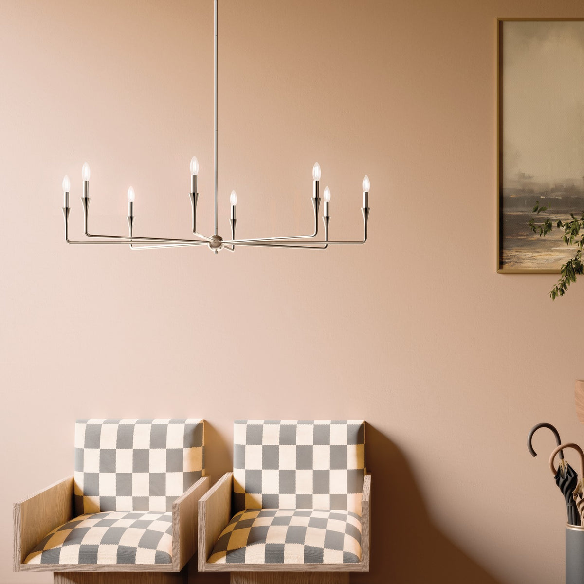 KICHLER 52691PN Alvaro 50 Inch 8 Light Chandelier In Polished Nickel