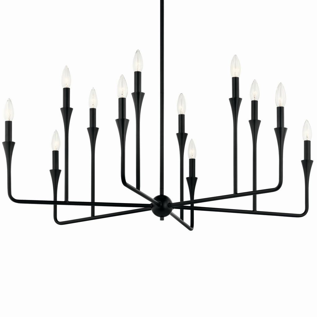 KICHLER 52692BK Alvaro 39.75 Inch 12 Light Multi-Tier Chandelier In Black