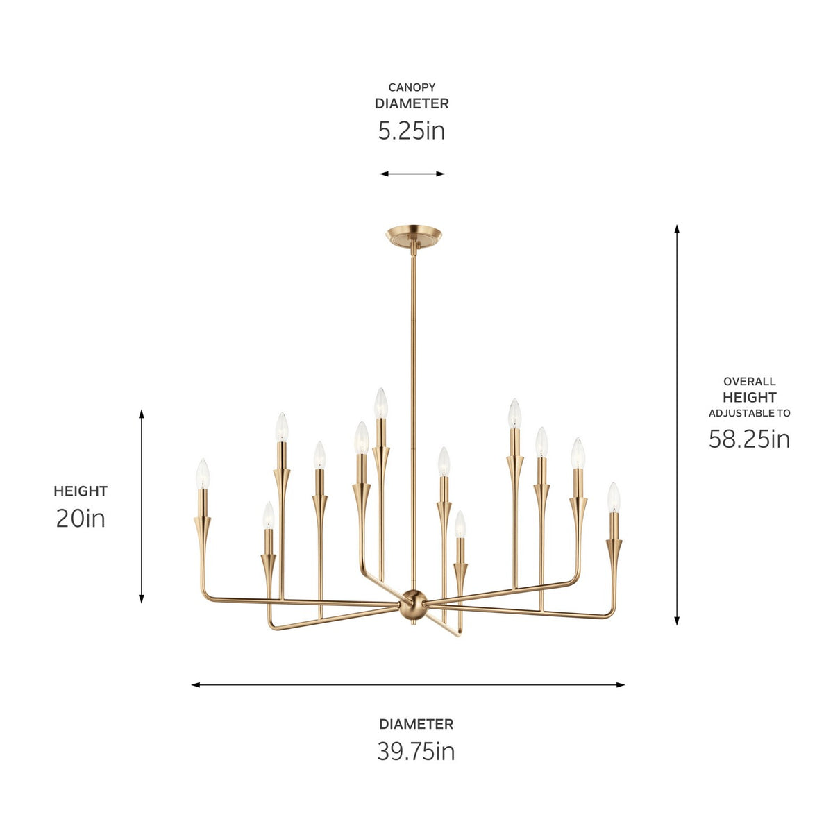 KICHLER 52692CPZ Alvaro 39.75 Inch 12 Light Multi-Tier Chandelier In Champagne Bronze