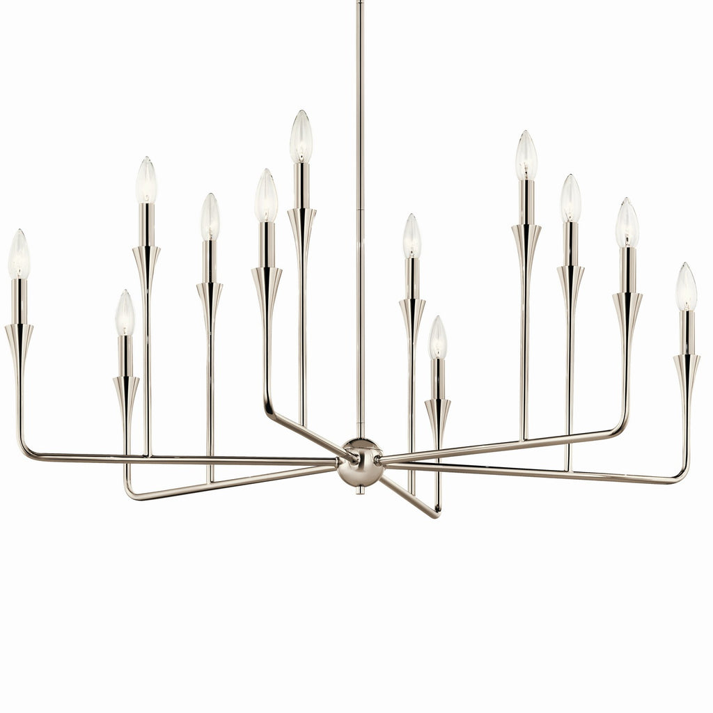 KICHLER 52692PN Alvaro 39.75 Inch 12 Light Multi-Tier Chandelier In Polished Nickel