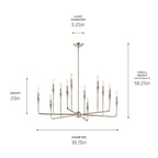 KICHLER 52692PN Alvaro 39.75 Inch 12 Light Multi-Tier Chandelier In Polished Nickel