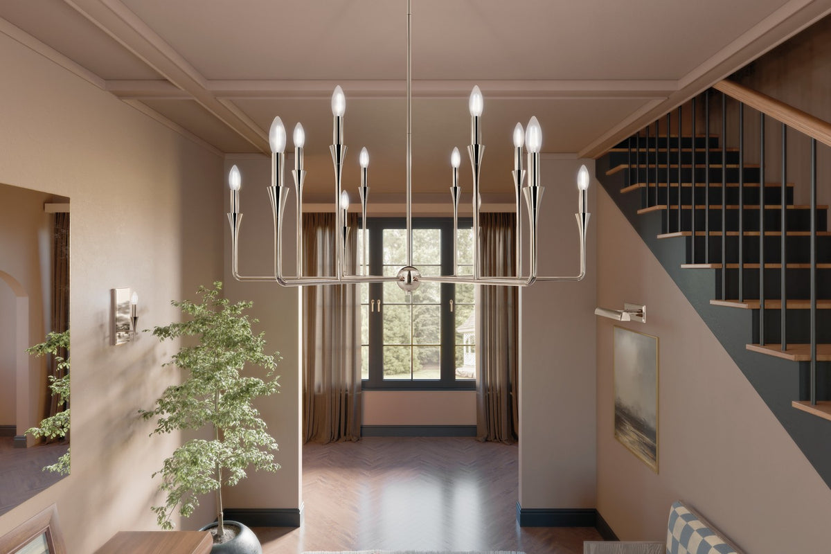 KICHLER 52692PN Alvaro 39.75 Inch 12 Light Multi-Tier Chandelier In Polished Nickel