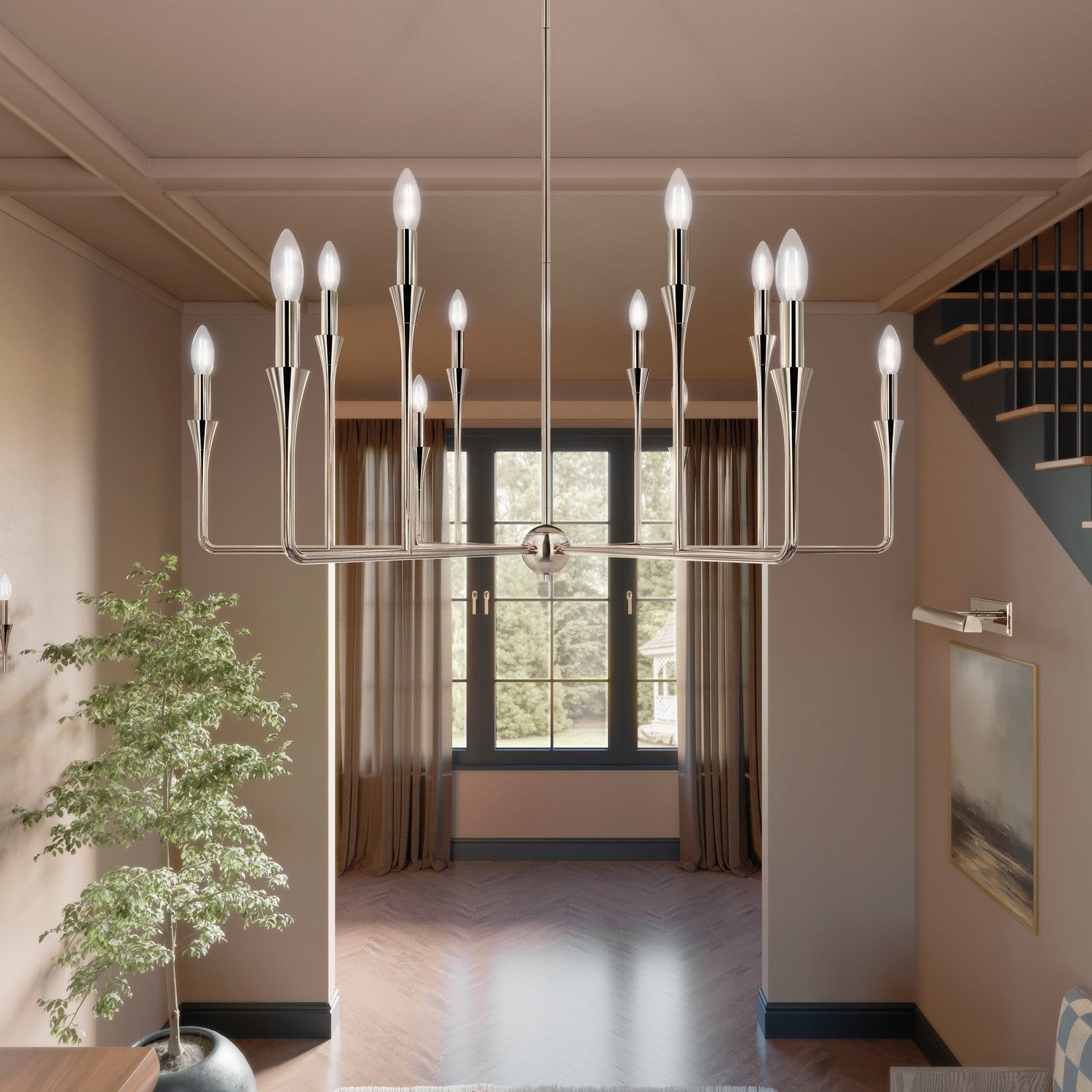 KICHLER 52692PN Alvaro 39.75 Inch 12 Light Multi-Tier Chandelier In Polished Nickel