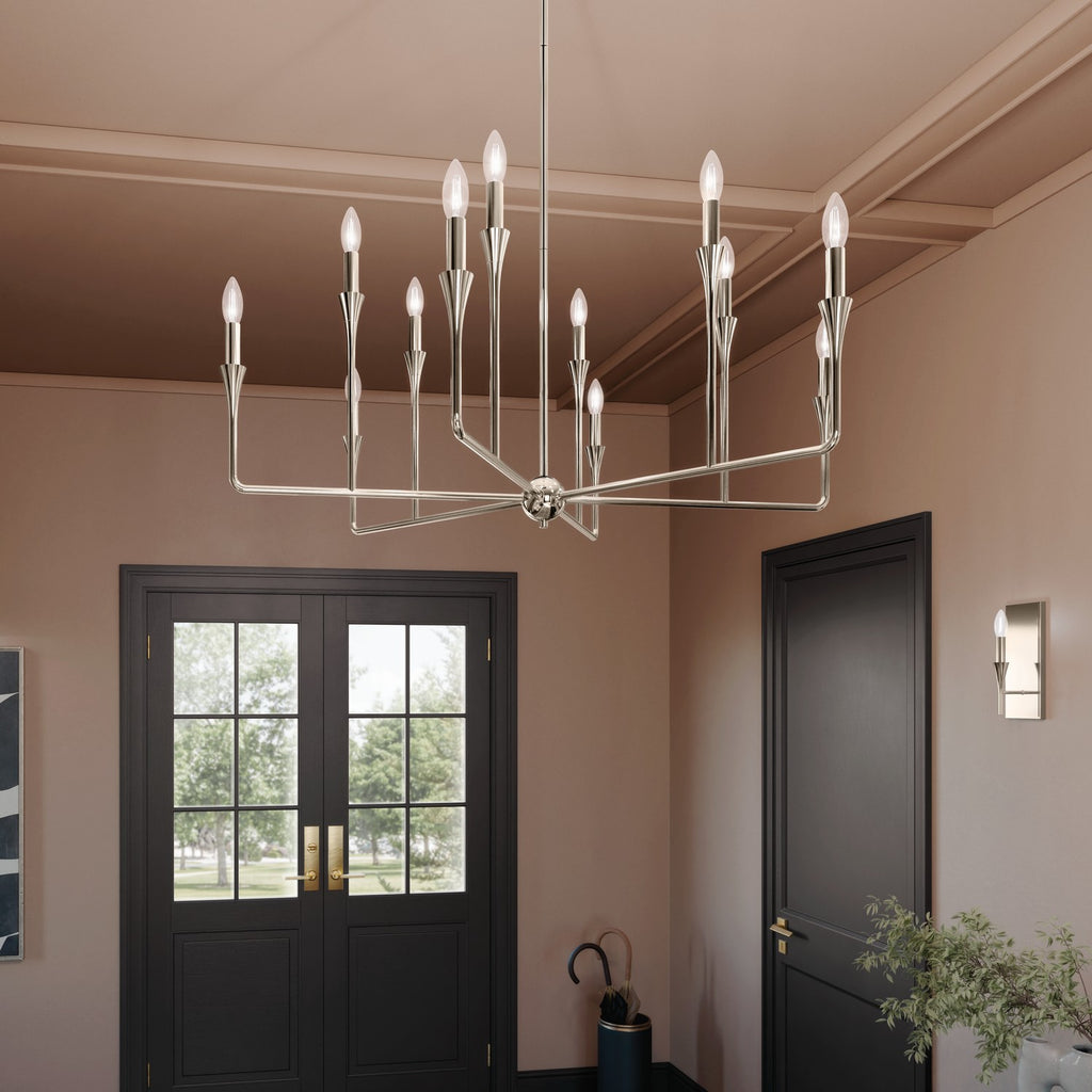 KICHLER 52692PN Alvaro 39.75 Inch 12 Light Multi-Tier Chandelier In Polished Nickel