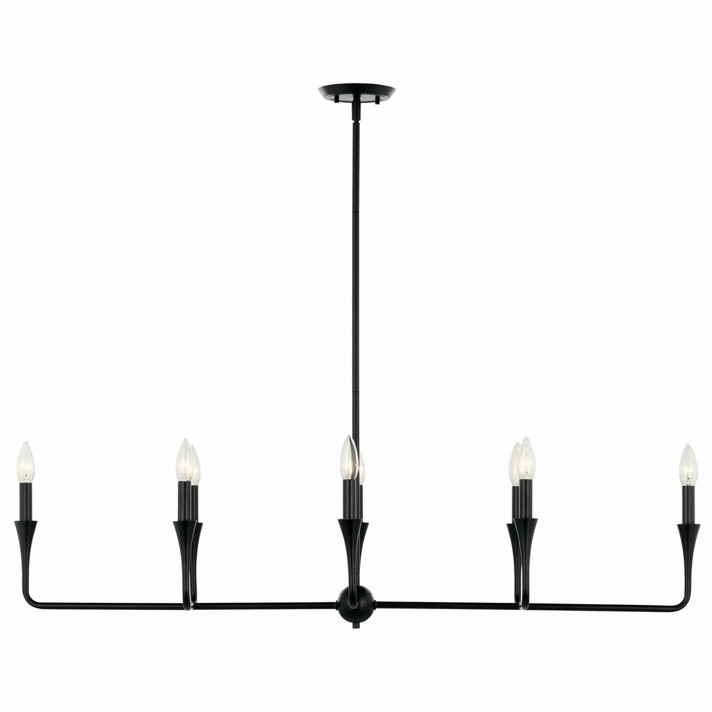 KICHLER 52693BK Alvaro 45.5 Inch 8 Light Linear Chandelier In Black