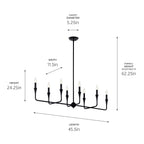 KICHLER 52693BK Alvaro 45.5 Inch 8 Light Linear Chandelier In Black