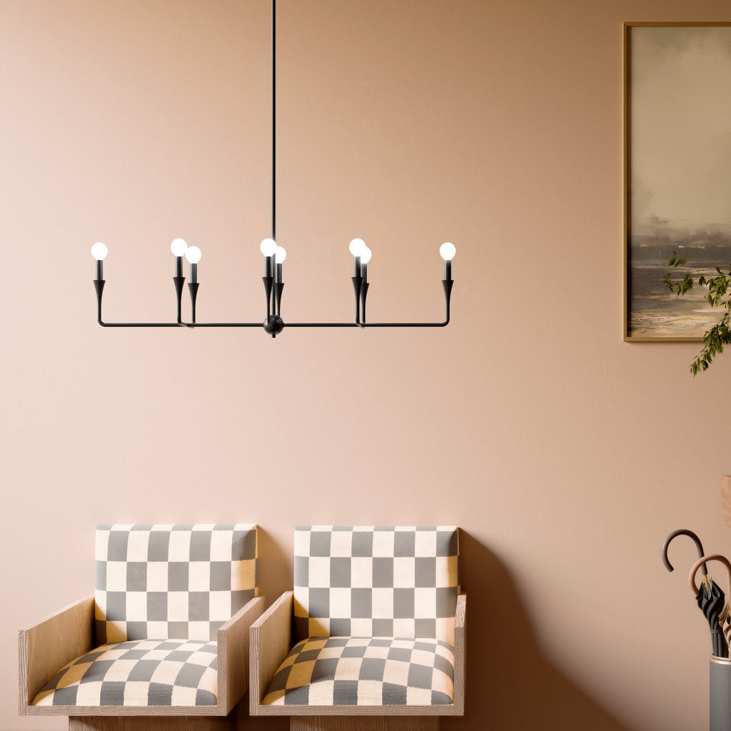 KICHLER 52693BK Alvaro 45.5 Inch 8 Light Linear Chandelier In Black