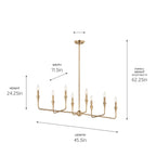 KICHLER 52693CPZ Alvaro 45.5 Inch 8 Light Linear Chandelier In Champagne Bronze