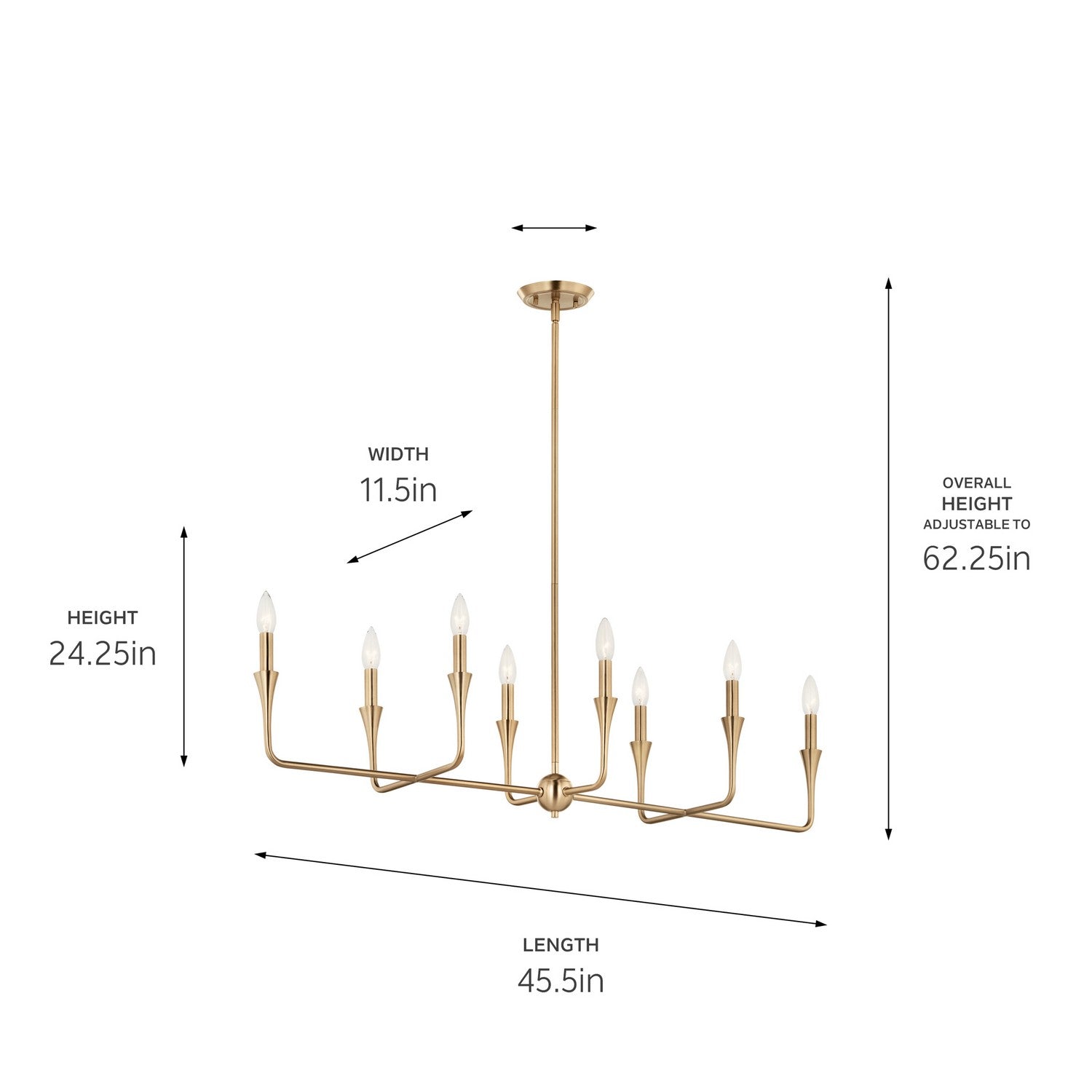 KICHLER 52693CPZ Alvaro 45.5 Inch 8 Light Linear Chandelier In Champagne Bronze