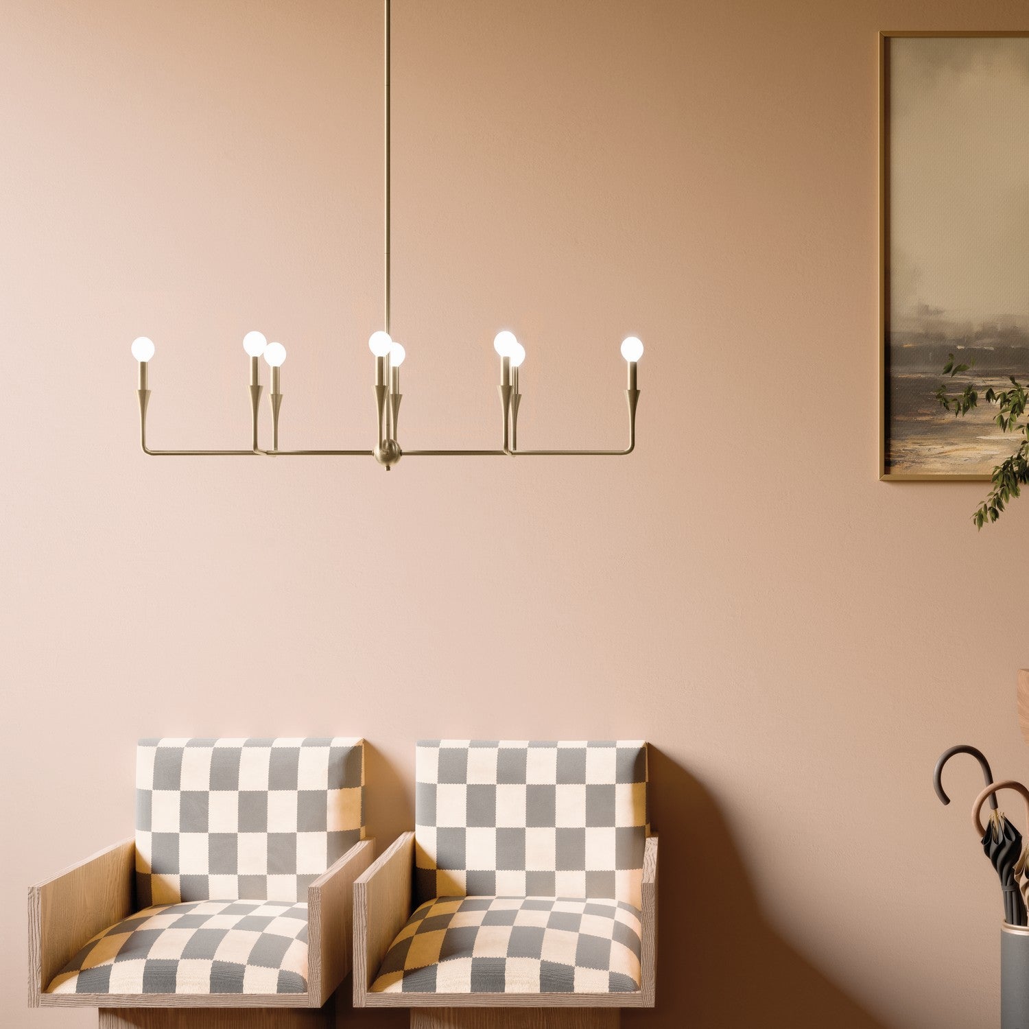 KICHLER 52693CPZ Alvaro 45.5 Inch 8 Light Linear Chandelier In Champagne Bronze