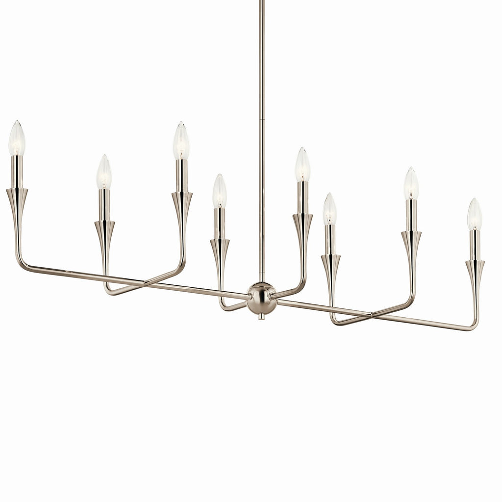 KICHLER 52693PN Alvaro 45.5 Inch 8 Light Linear Chandelier In Polished Nickel