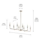 KICHLER 52693PN Alvaro 45.5 Inch 8 Light Linear Chandelier In Polished Nickel