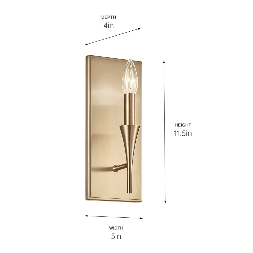KICHLER 52694CPZ Alvaro 11.5 Inch 1 Light Wall Sconce In Champagne Bronze