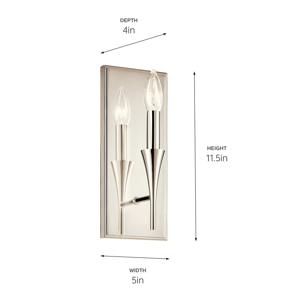 KICHLER 52694PN Alvaro 11.5 Inch 1 Light Wall Sconce In Polished Nickel