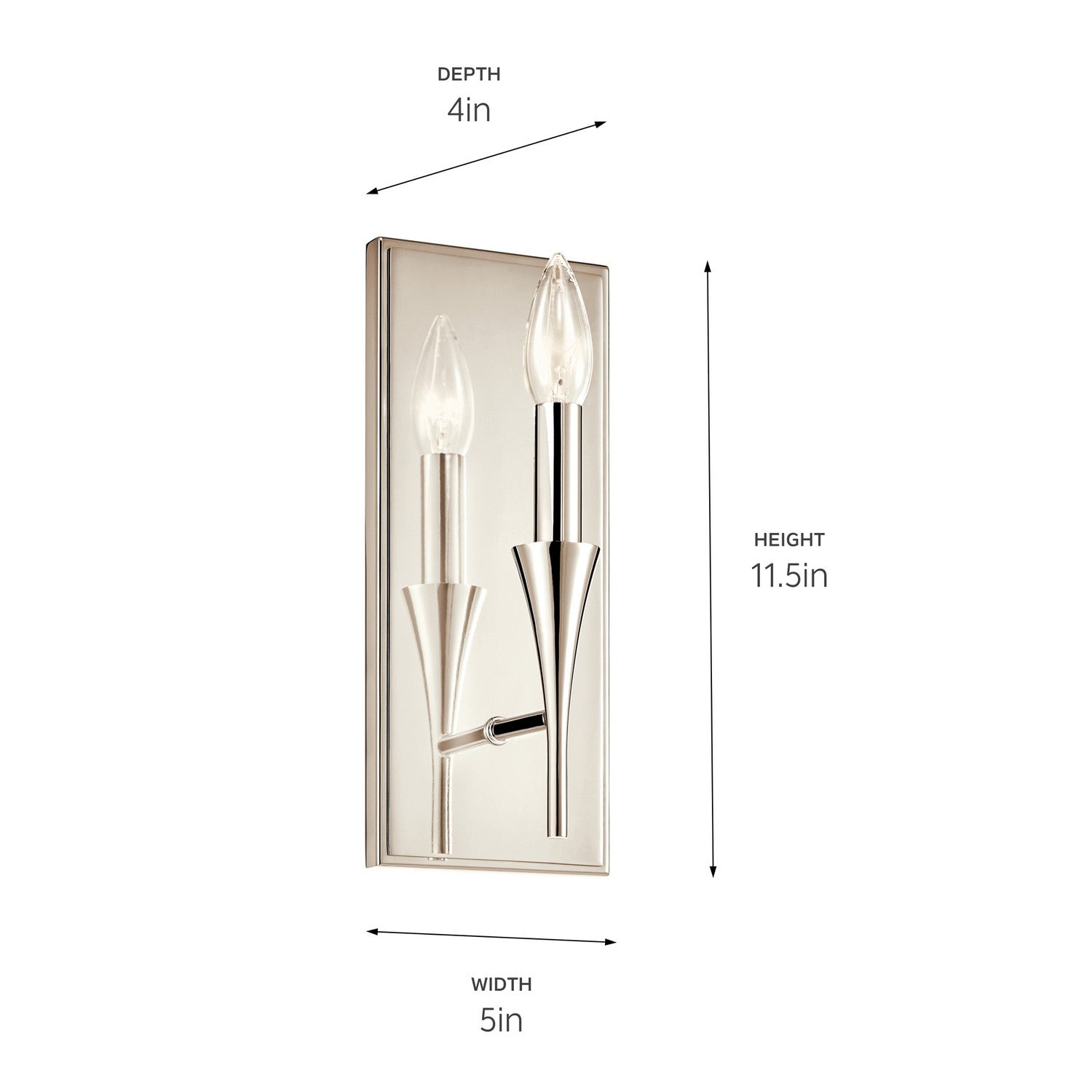 KICHLER 52694PN Alvaro 11.5 Inch 1 Light Wall Sconce In Polished Nickel