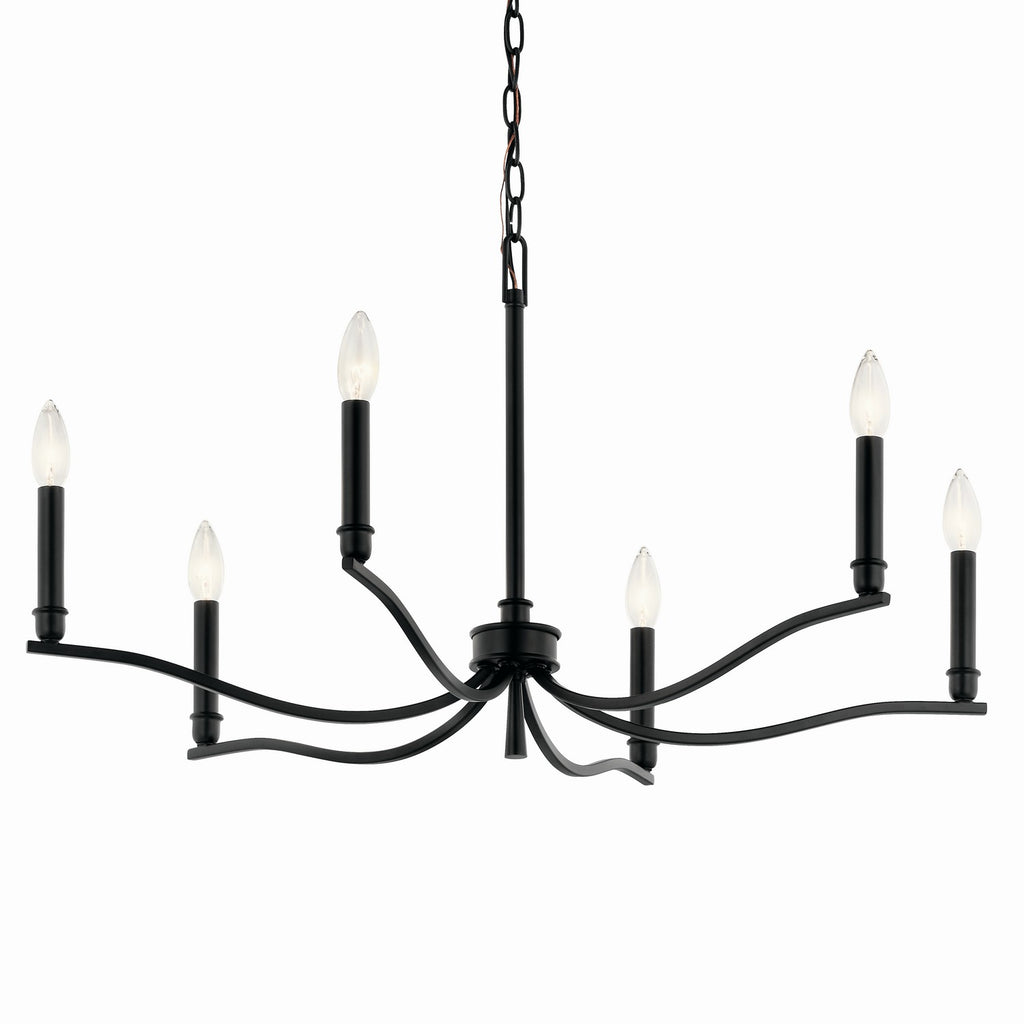 KICHLER 52695BK Malene 32 Inch 6 Light Chandelier In Black