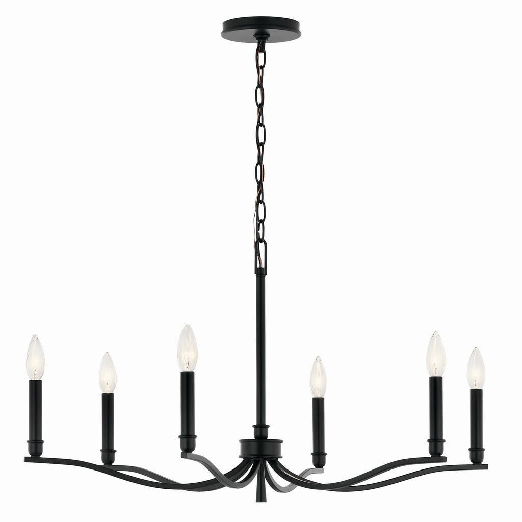 KICHLER 52695BK Malene 32 Inch 6 Light Chandelier In Black