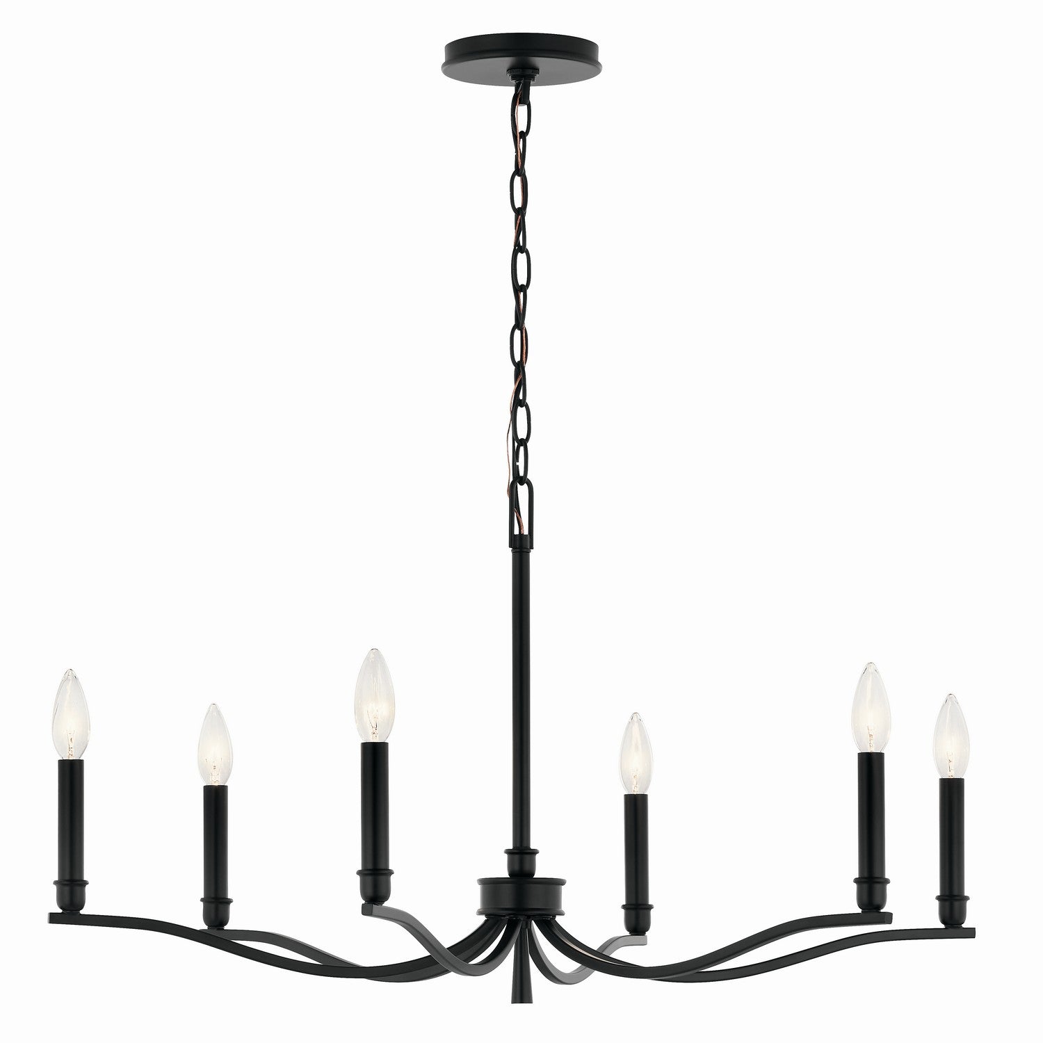 KICHLER 52695BK Malene 32 Inch 6 Light Chandelier In Black