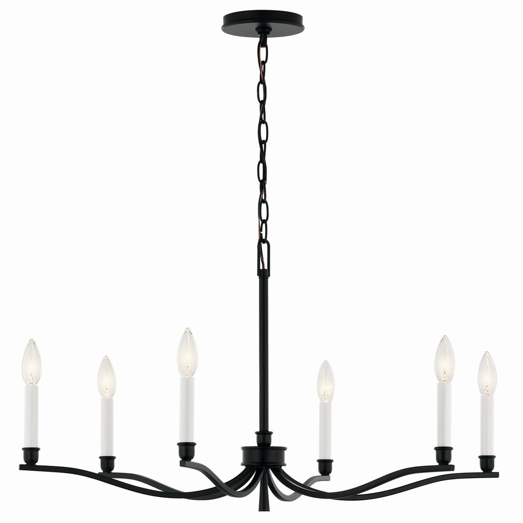 KICHLER 52695BK Malene 32 Inch 6 Light Chandelier In Black
