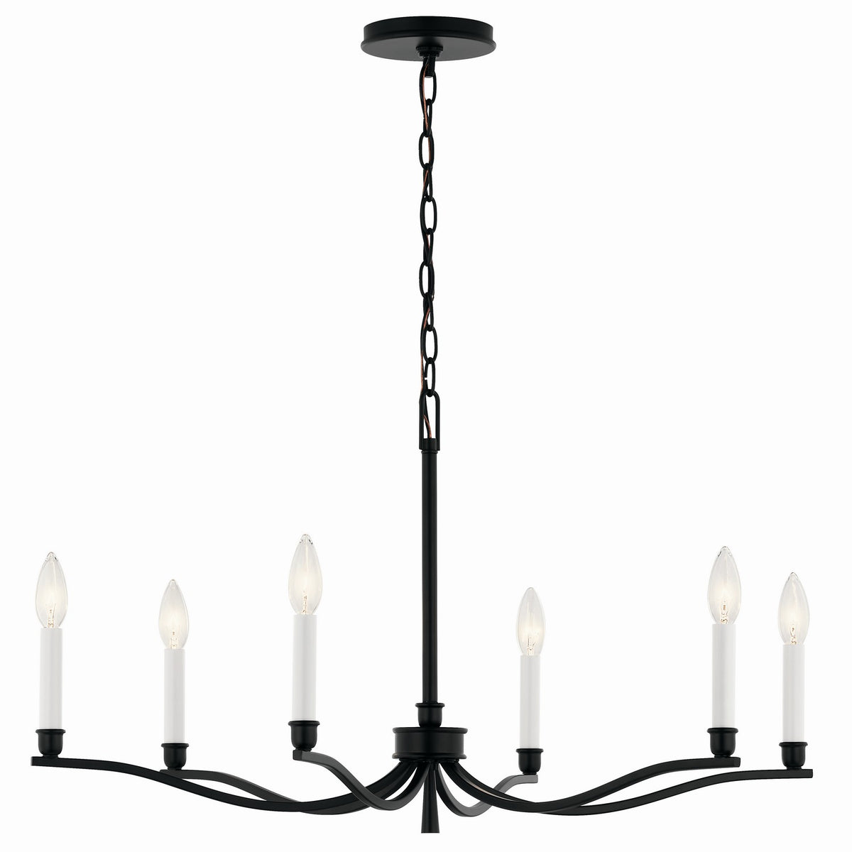 KICHLER 52695BK Malene 32 Inch 6 Light Chandelier In Black