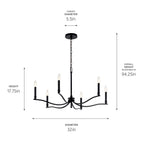 KICHLER 52695BK Malene 32 Inch 6 Light Chandelier In Black