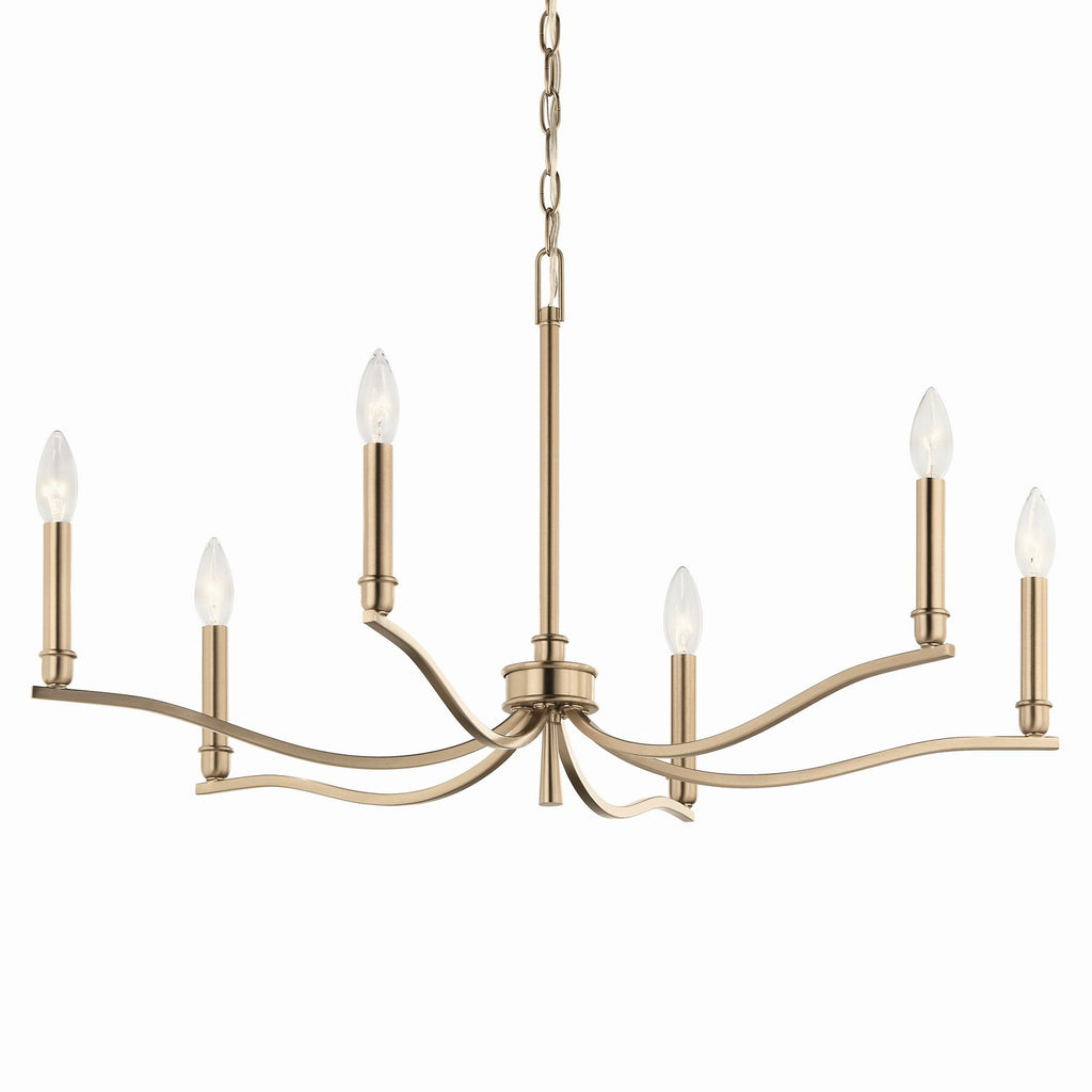 KICHLER 52695CPZ Malene 32 Inch 6 Light Chandelier In Champagne Bronze