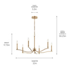 KICHLER 52695CPZ Malene 32 Inch 6 Light Chandelier In Champagne Bronze