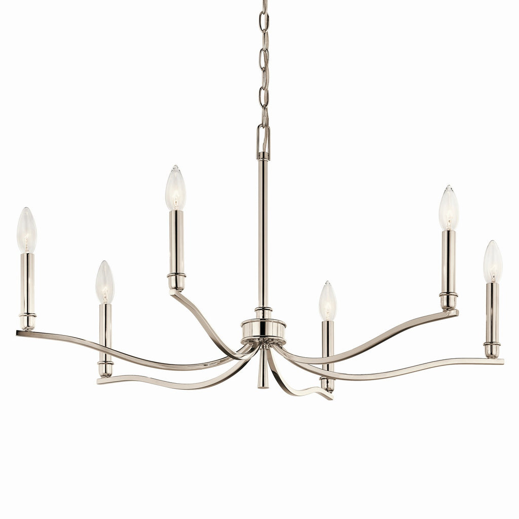 KICHLER 52695PN Malene 32 Inch 6 Light Chandelier In Polished Nickel