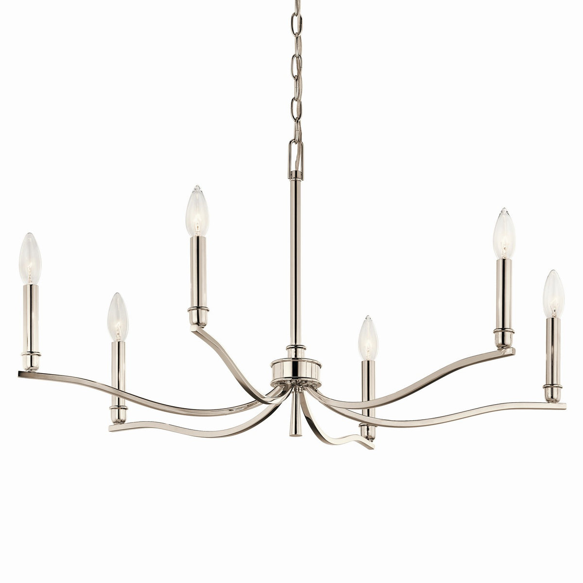 KICHLER 52695PN Malene 32 Inch 6 Light Chandelier In Polished Nickel