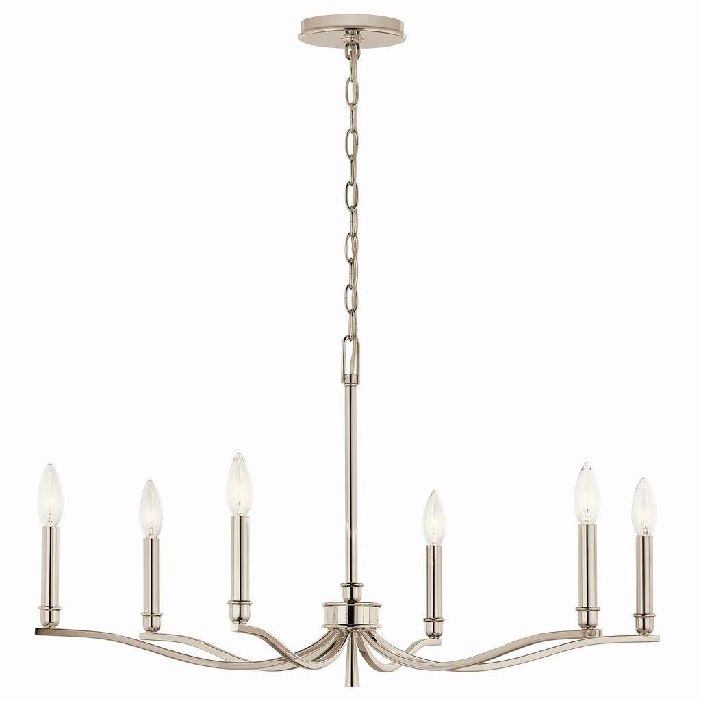 KICHLER 52695PN Malene 32 Inch 6 Light Chandelier In Polished Nickel