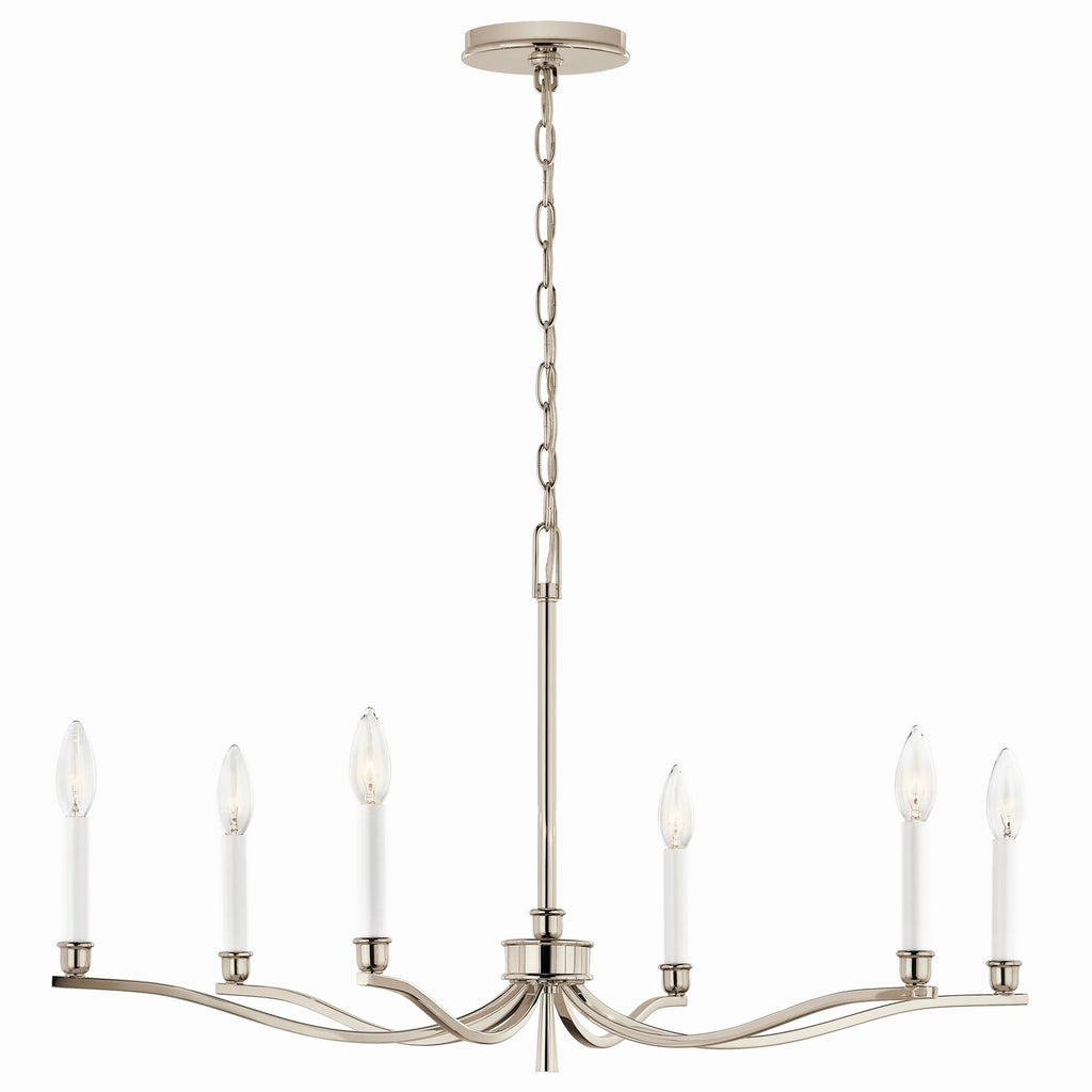 KICHLER 52695PN Malene 32 Inch 6 Light Chandelier In Polished Nickel