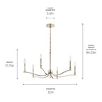KICHLER 52695PN Malene 32 Inch 6 Light Chandelier In Polished Nickel